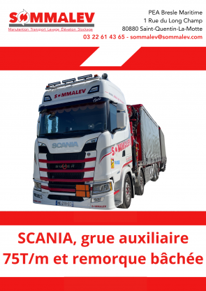 Scania , grue auxiliaire 75/T/m